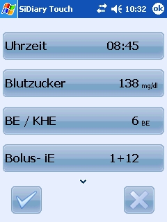 SiDiary - Diabetes Software auf Pocket PC