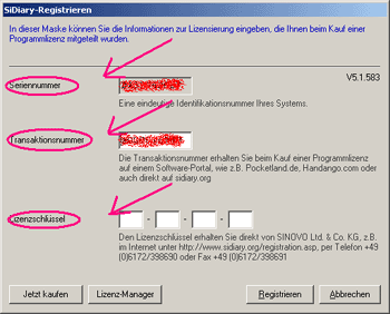 Registrieren PC, PPC, Smartphone, Java